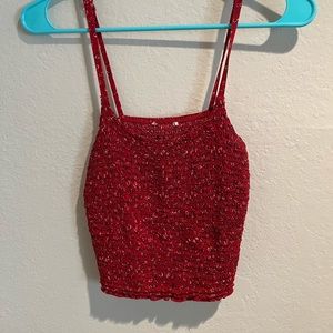 Red floral tank top